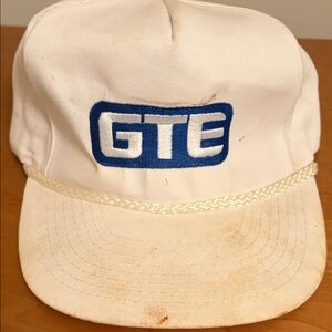 Vintage GTE classic trucker hat beautiful rope cord hat white an blue